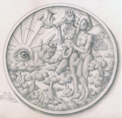 Etude pour une médaille uniface intitulée Et Dieu créa la musique