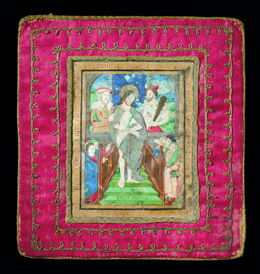 Pale en soie rouge avec Ecce Homo