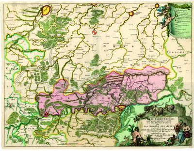 Carte particulière des Mouvements faits et des postes occupez par les Armées des Aliez commandées par le Roy de la Grande Bretagne et celles de France commandées par le maréchal de Villeroy pendant le siège de Namur. 1695. Gravé par l'ordre du Roy a Amsteldam chez N. Visscher
