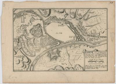 Namur, avec ses nouveaux ouvrages, faits et projetés jusqu'à l'année 1693. Cette ville fut prise par le Roy sur les Espagnols au mois de Juin en 1692. H. van Loon fecit. A Paris, chez Sr. De Fer dans l'Isle du Palais sur le Quay de l'Orloge à la sphère royale 1695.
