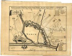 Platte Grondt Tekening van de Stadt Namen met des selfs sterkte en Fortificatie so als het tegenwoordig door de France is Belegert Nieulijks uit gegeven door Pieter Persoij, over't Hamburger Post Comptoir tot Amsterdam