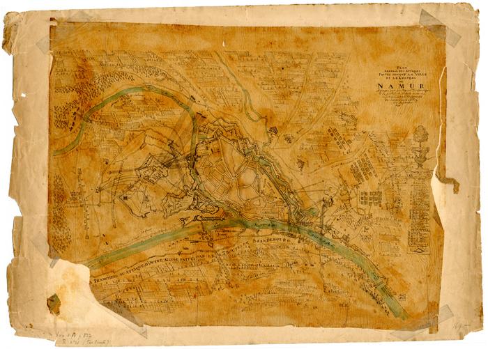 Plan général des attaques faites devant la ville et le Château de Namur Assiegez par sa Majesté Britanniquele 12 juillet, et réduit entièrment aux Armes Victorieuses des Serenissimes Alliez le 5 septembre 1695.
