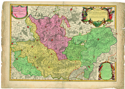 Carte des Comtez de Hainaut de Namur et de Cambresis Dressée par Guillaume Del'Isle