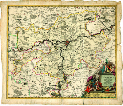 Comitatus Namurci Tabula in denuo Correcta et in lucem edita Authore Carolo Allard, Amstelo Batavo, Cum Privilegio Potentissimorum Ordin. Holl. Et Westfrisiae; L. Scherm
