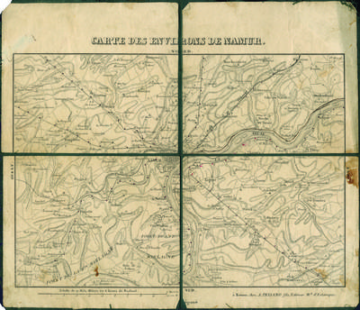 Carte des Environs de Namur. A Namur, chez A. Tessaro fils, Editeur Md d'Estampes. Déposé.