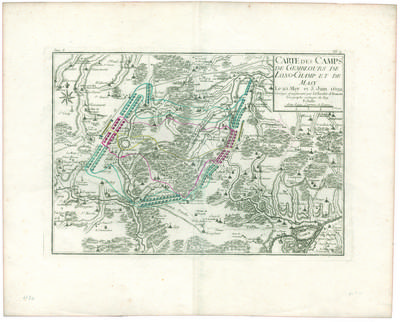 Carte des camps de Gemblours de Long-Champ et de Masy Le 25 May et 3 Juin 1692. Corrigée et augmentée par le Chevalier de Beaurain, Géographe ordinaire du Roy. Tome 3, pl. 7