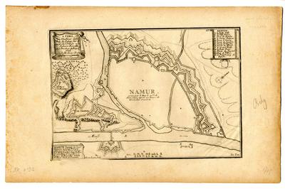 Namur Capitale du Comté de mesme nom aux Francois. s place très forte située à la jonction de la Sambre dans la Meuse avec titre d'Evesché a 12 Lieües de Bruxelles, autant de Lijège et a 8 de Louvain. H. van Loon sculp. De Fer. A Paris, chez l'Autheur dans l'Isle du Palais sur le quay de l'Orloge a la Sphère Royalle avec privilege du Roy. 1705