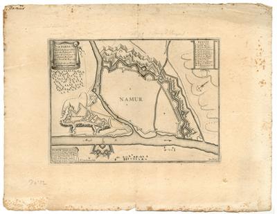 Namur. Capitale du Comté de mesme nom aux Espagnols place très forte située à la jonction de la Sambre avec la Meuse avec titre d'Evesché à 12 Lieues et à 8 de Louvain. Pris par le Roy de France le 31 juin 1692. H. van Loon sculp. De Fer. A Paris, chez l'Autheur dans l'Isle du Palais sur le quay de l'Orloge à la sphère royalle. Avec Privil. du Roy. 1693