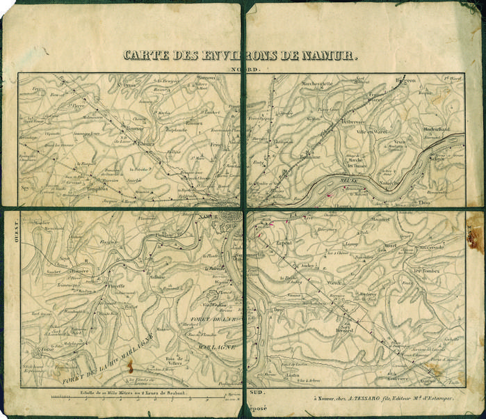 Carte des Environs de Namur. A Namur, chez A. Tessaro fils, Editeur Md d'Estampes. Déposé.