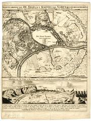 Platte-Grond van de Stad en't Kasteel van Namen met syn buytewerken, Batterijen,  Approches, Tranchees, Linien van circumvallatie en contrevallatie etc. et Afbeelding van de stad en Kasteel van Namen