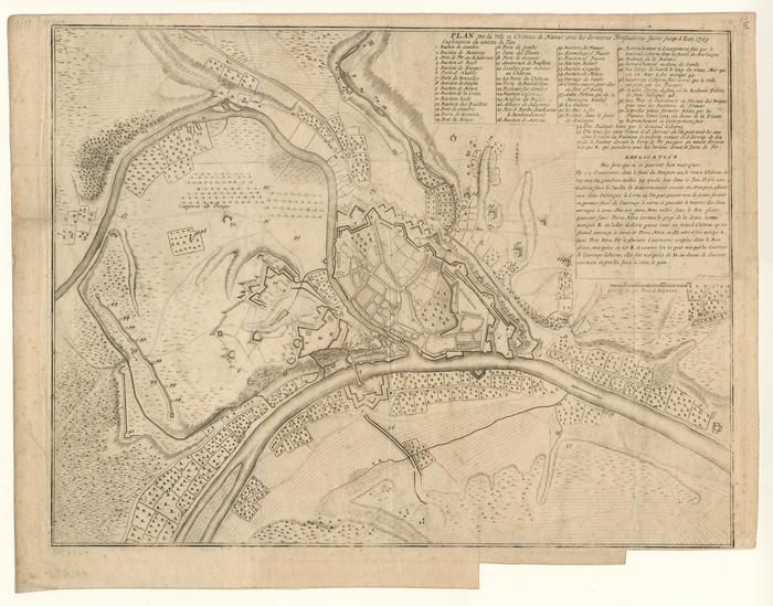 Plan de la ville et Château de Namur avec les dernieres Fortifications faites jusqu'à L'an 1709. Harrewyn fecit