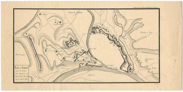 Plan de Namur pour la lecture du mémoire du Général de Moitelle sur le siège de 1792 - Annales de la société archéologique de Namur