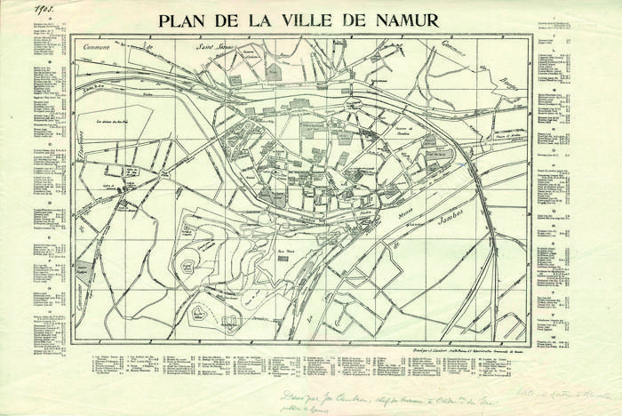 Plan de la ville de Namur Dressé par J. Cambren, chef du bureau à l'Administration communale de Namur.