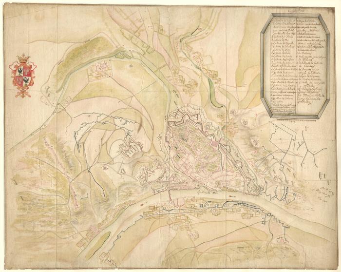 Plan de la Ville et Château de Namur avec toutes les attaques qui ont este faite par les allié l'an 1695