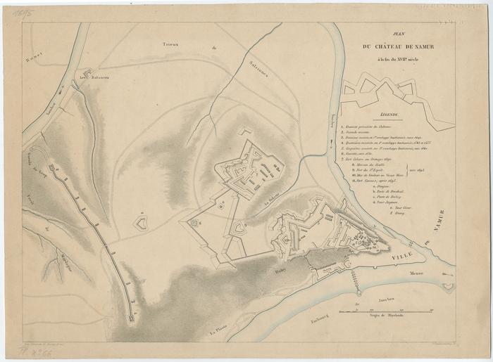 Plan du château de Namur à la fin du XVIIe siècle. J. Vandendaelen F. Imp. Simonau et Toovey, Brux.