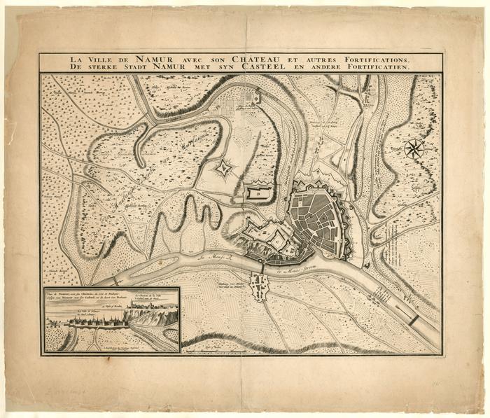 La ville de Namur avec son Château et autres Fortifications. De sterke stadt Namur met syn Casteel en andere fortificatien. Amsterdam by Nicolaus Visscher met Privilegie.
