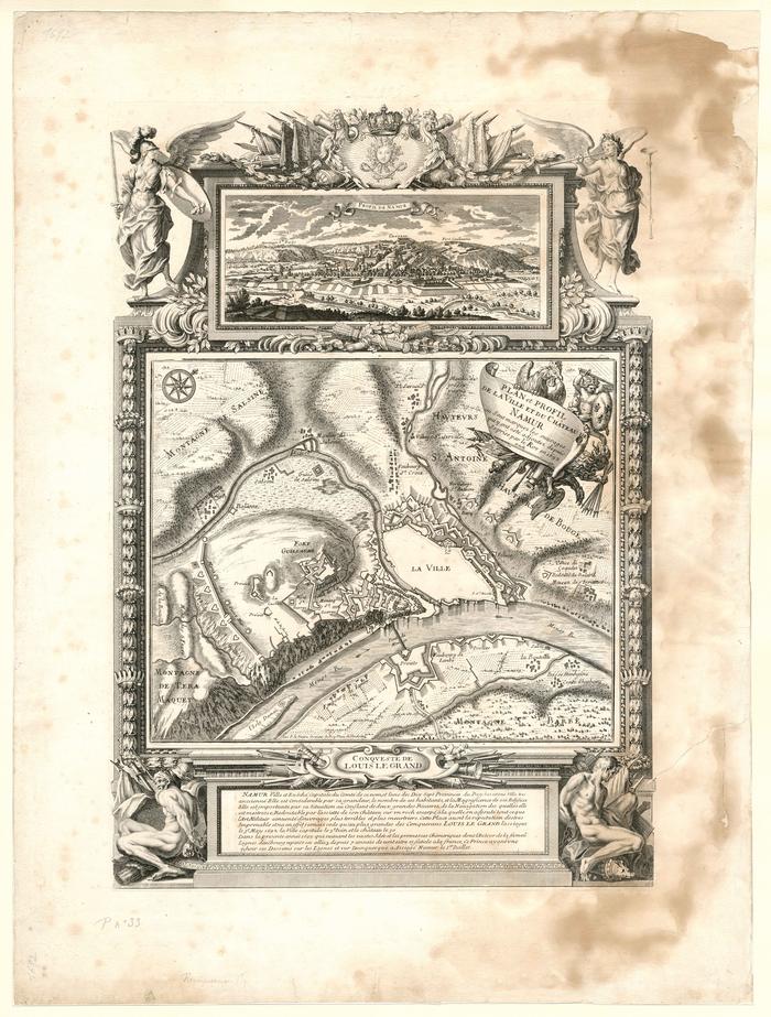 Plan et profil de la Ville et du Château de Namur ou Sont marquez les ouvrages qui y onst esté adjoutez depuis Sa prise par le Roy en 1692. Chez P. le Pautre, Graveur du Roy Place de Vendome.