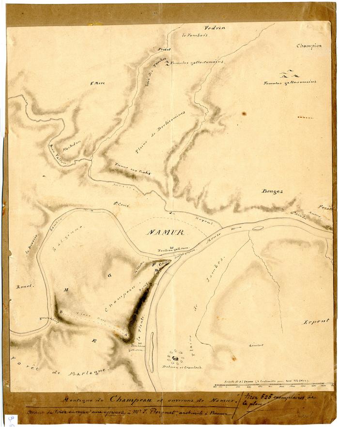 Dessin de la Montagne de Champeau et environs de Namur