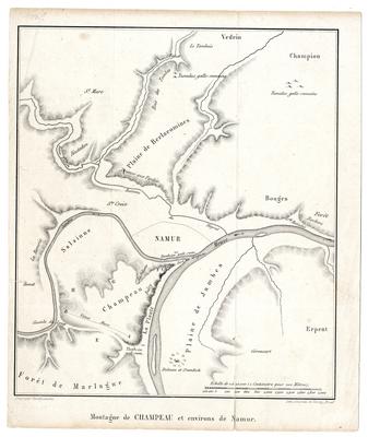 Montagne de Champeau et environs de Namur. Gravé par Vandendaelen. Lith. Simonau et Toovey. Bruxelles.