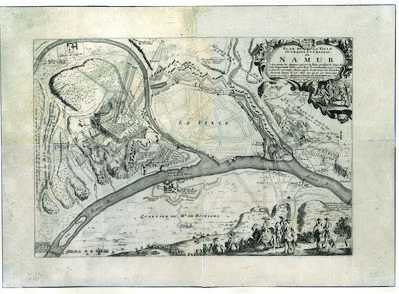 Plan de la Ville, Ouvrages et chateau de Namur Avec toutes les Attaques qui ont été faites, pendant le siege de cette Importante Place, ou le Roy à Commandé en personne, et dont il s'est rendu Maître, apres trente jours de tranchée ouverte depuis le 29 May, ius qu'au 30 juin 1692. Dedie et presente à Monseigneur le Dauphin par son tres humble et tres obeissant Servit. et Geographe De Fer.