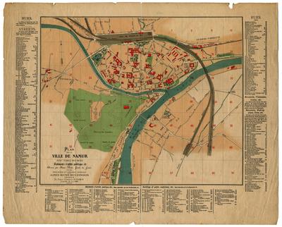 Plan de la ville de Namur avec table des rues, Batiments d'utilité publique, etc Dressé par Henri Piron