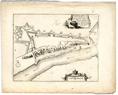 Charle-mont est une ville forte du Comté de Namur située sur la Meuse a 50 degrez 12 minutes de latitude et 26 degrez 15 minutes de longitude. Elle est au Roy depuis l'an 16