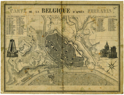 Carte de la Belgique d'après Ferraris. 37e. Plan de Namur. Etablissement Géographique de Bruxelles.
