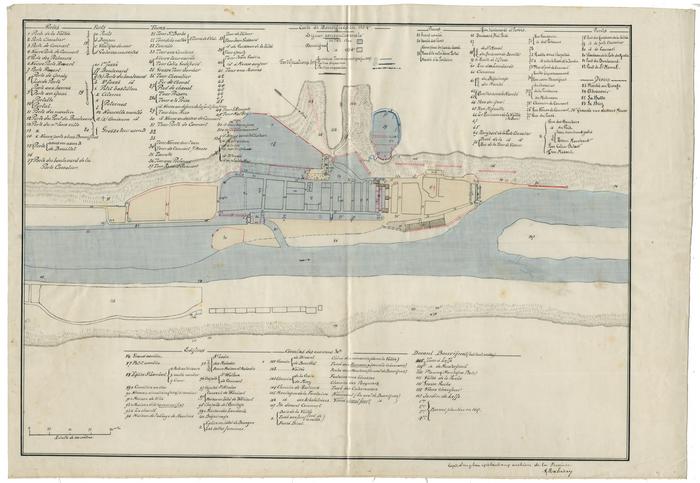 Carte de Bouvignes en 1554. Copie d'un plan existant aux archives de la Province. A. Mahieu