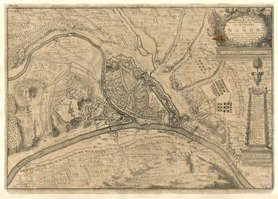 Plan général des attaques faites devant la ville et le château de Namur assiegez par sa Majesté Britannique le 12 juillet et reduits entierement aux Armes Victorieuses des Serenissimes Alliez le 5 septembre 1695. A La Haye chés Etienne Foulque