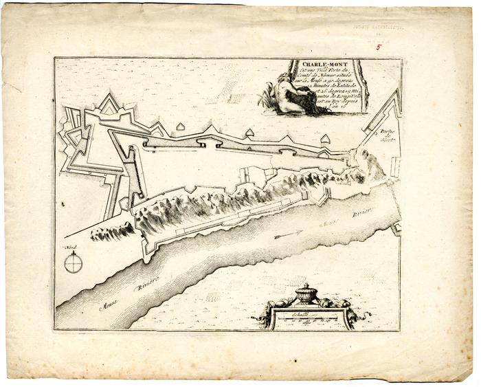 Charle-mont est une ville forte du Comté de Namur située sur la Meuse a 50 degrez 12 minutes de latitude et 26 degrez 15 minutes de longitude. Elle est au Roy depuis l'an 16