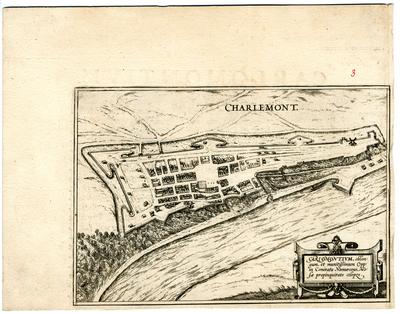 Charlemont - Carlomontium, oblongum et munitissimum Opp in Comitatu Namurcensi, Mosae propinquitate celepze