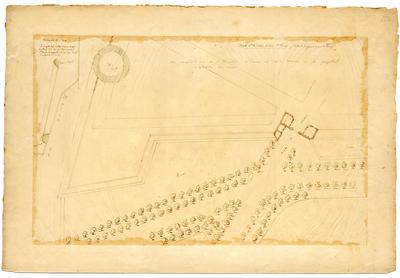 Extrait du Grand Plan de Namur de Denis - Porte St Nicolas et tour St Roch