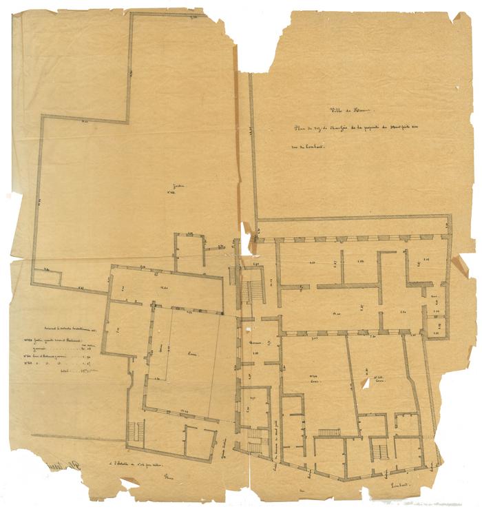 Ville de Namur - Plan du rez-de-chaussée de la propriété du Mont-Piété sise rue du Lombart.