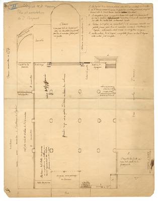 Collégiale Notre-Dame à Namur. Plan et annotations de J. Borgnet.
