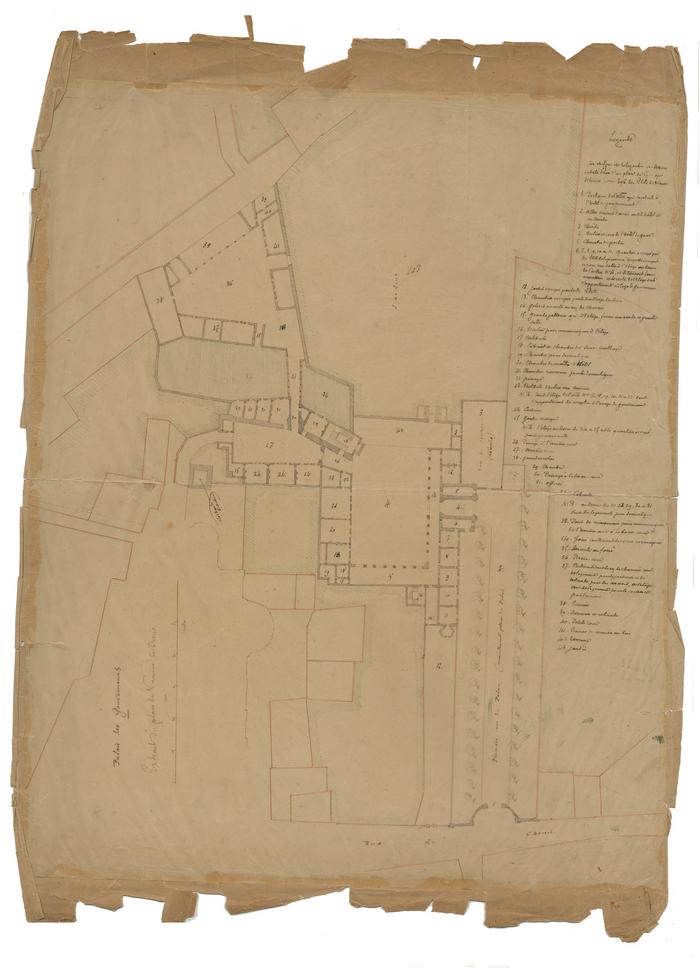 Extrait du grand plan de Namur de Denis - Palais des Gouverneurs