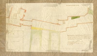 Plan de la cimetière ci-devant de la paroisse Notre-Dame avec ces issues en la rue N-D et rempart ad aquam divisée en projet d'une rue au milieu … Copie d'un plan partiel, arch.de la ville