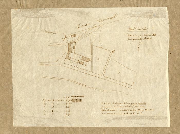 Grands Malades. Extrait d'un plan dressé en 1843 par le géomètre Biston