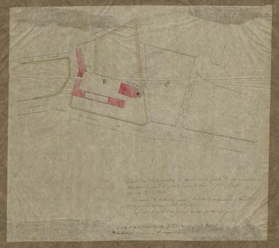 Extrait d'une "Carte figurative des terrains dits les Grands Malades appartenant aux pauvres du grand hopital de la ville de Namur" faite en 1790 par le géomètre JSS(?) Thirion