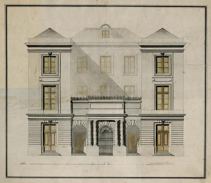 Hospice d'Arscamp. Elévation de la façade