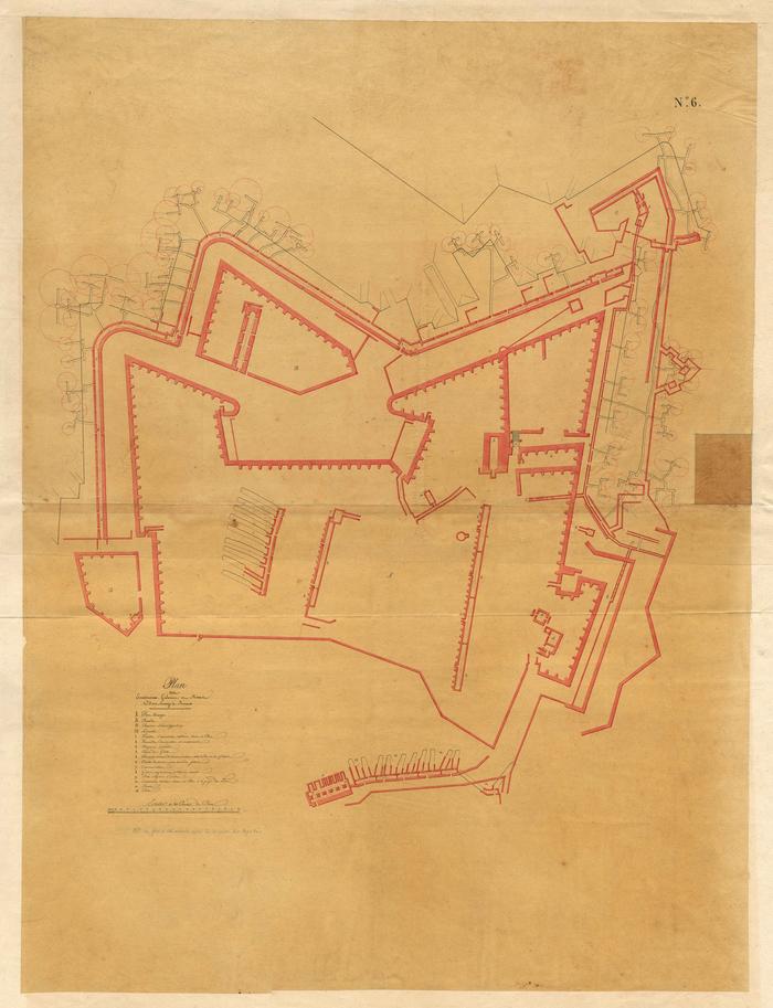 Plan des souterreins, galeries et mines du Fors Orange à Namur