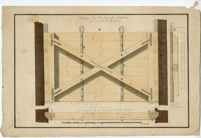 Vanne du Bassin de Sambre vue du coté de la Meuse