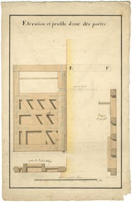 Elévation et profils d'une des portes.