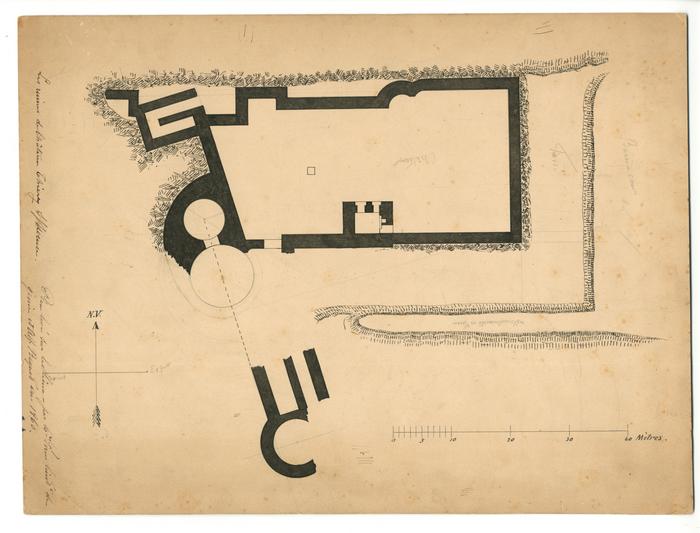 Les ruines du château Thierry sur Meuse - Plan levé sur les lieux par M.r Piron lieut.t du genie et Alf. Bequet 1860