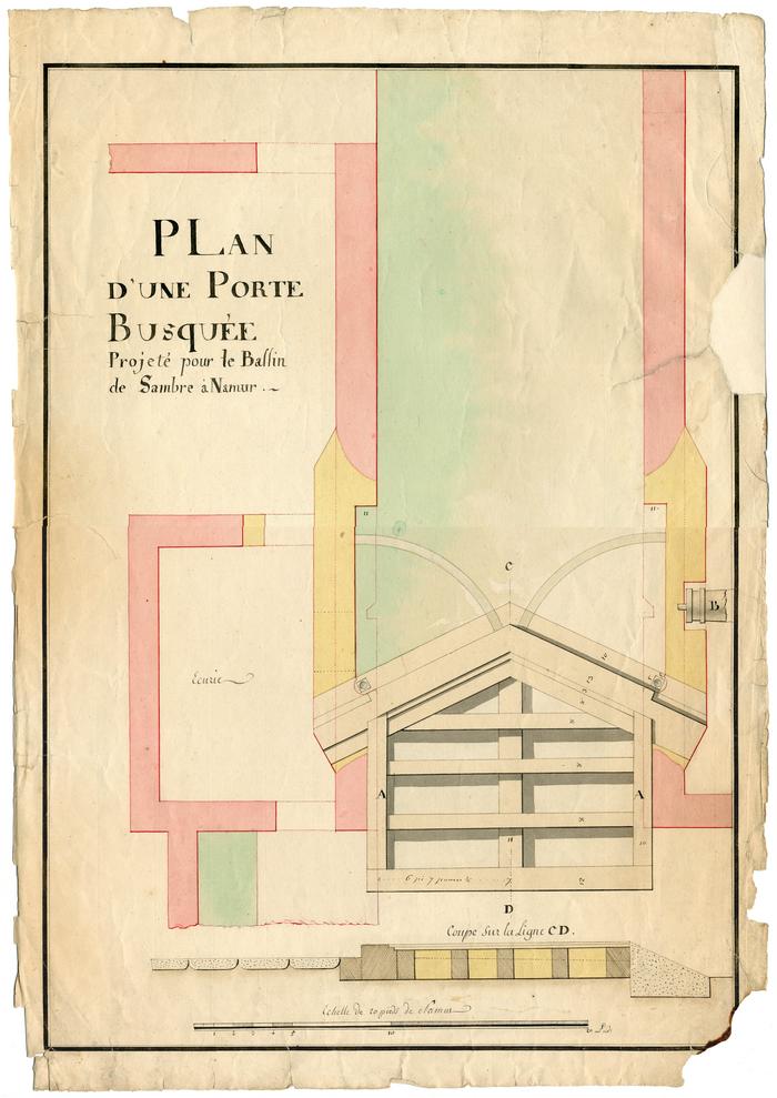 Plan d'une porte busquée projeté pour le bassin de Sambre à Namur